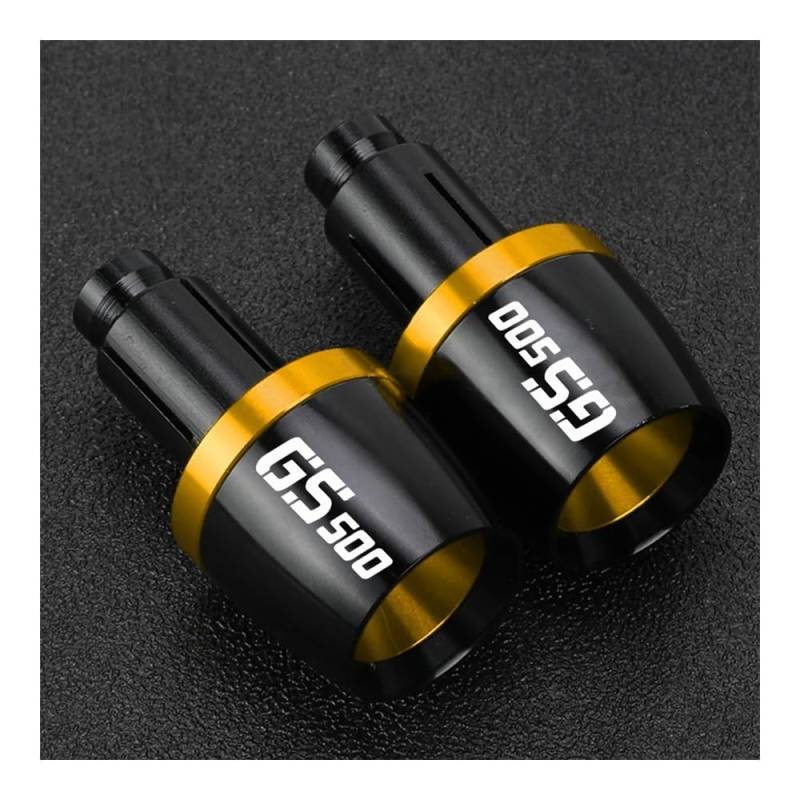 NFNVEKESD Lenkerendstopfen Motorrad-Lenkergriffe Enden Lenkerkappe Endstopfen Für Suzu&ki Für GS500 Für GS500E Für GS500F 1989-2007 2008(Gold with Logo) von NFNVEKESD