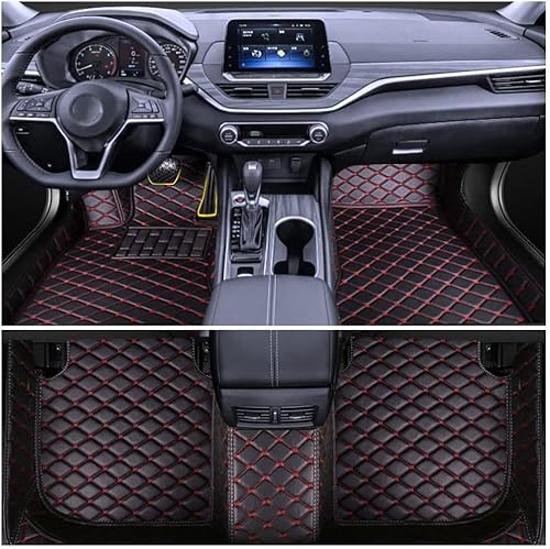 All Inclusive Autofußmatten für VW Sharan 7 Sitze 2012-2022, Anti-Rutsch Bodenmatte ​Allwetter wasserdichte Automatten, Auto Inneren Zubehör,C Black Red Thread von NGANOH