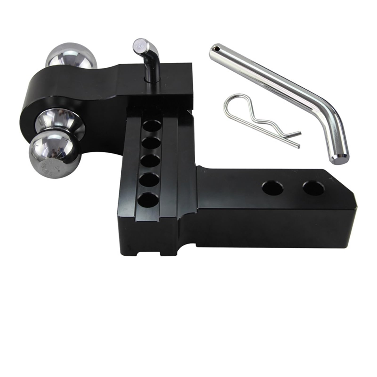 Anhängerkupplungen, 2'' Empfänr 6'' Drop Einstellbare Anhänr Anhänrkupplung Dual Ball Mount 12500lbs for RV LKW Camper Auto Caravan Zubehör(Noir) von NGBFF