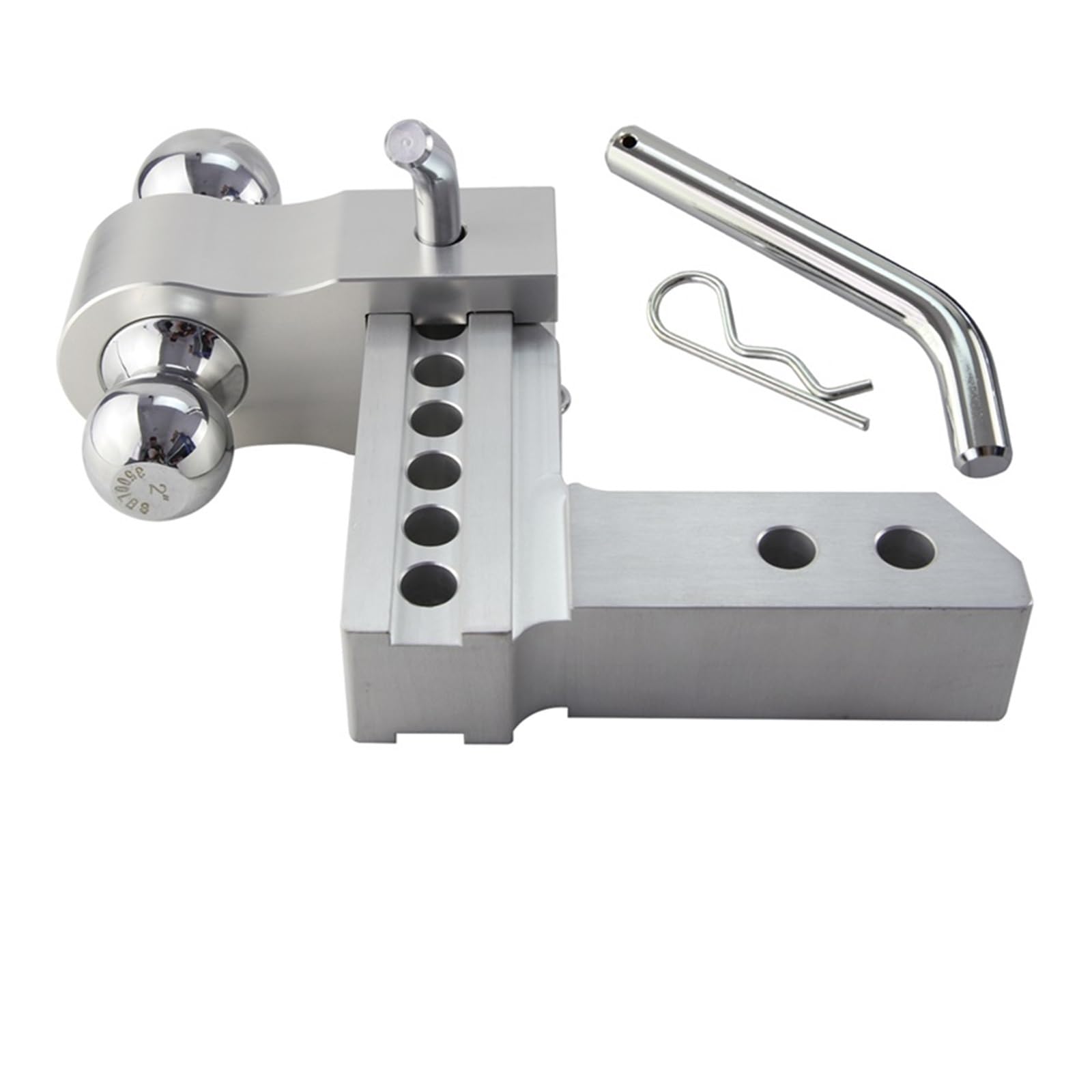 Anhängerkupplungen, 2'' Empfänr 6'' Drop Einstellbare Anhänr Anhänrkupplung Dual Ball Mount 12500lbs for RV LKW Camper Auto Caravan Zubehör(Silver) von NGBFF