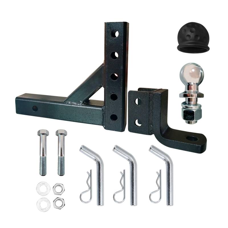 Anhängerkupplungen, 25,4 cm Verstellbare 4-stufi Anhänrkupplung Mit Kulhalterung for 5,1 cm Empfänr Mit 50 Mm Kul, Wohn-Teile, Wohn-Wohnwan-Zubehör(Set with 2inch Ball) von NGBFF