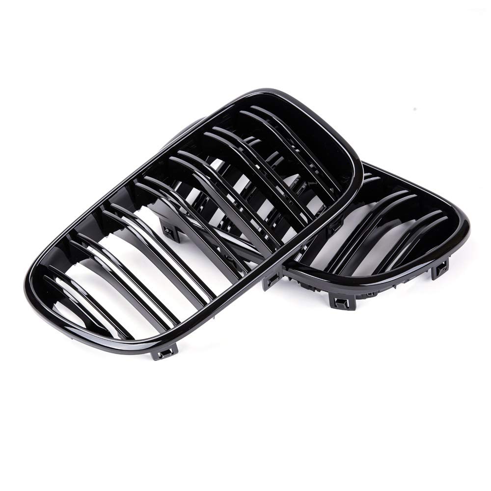 Front KüHlergrille 1 Paar Front Nierengrills Matte glänzend schwarz für BMW X3 F25 2010-2013 Ersatz Racing Front Bumper Grilles Auto Styling Sport ​KüHlergrill (Color : Gloss Black) von NGHSDO