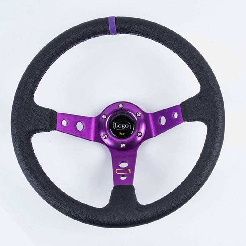 Sportlenkrad Universal 14 Zoll 350mm PVC. Auto Racing-Lenkräder Tiefmais driftet Sportlenkrad mit Umschaltknopf Sportlenkräder (Color : A) von NGHSDO