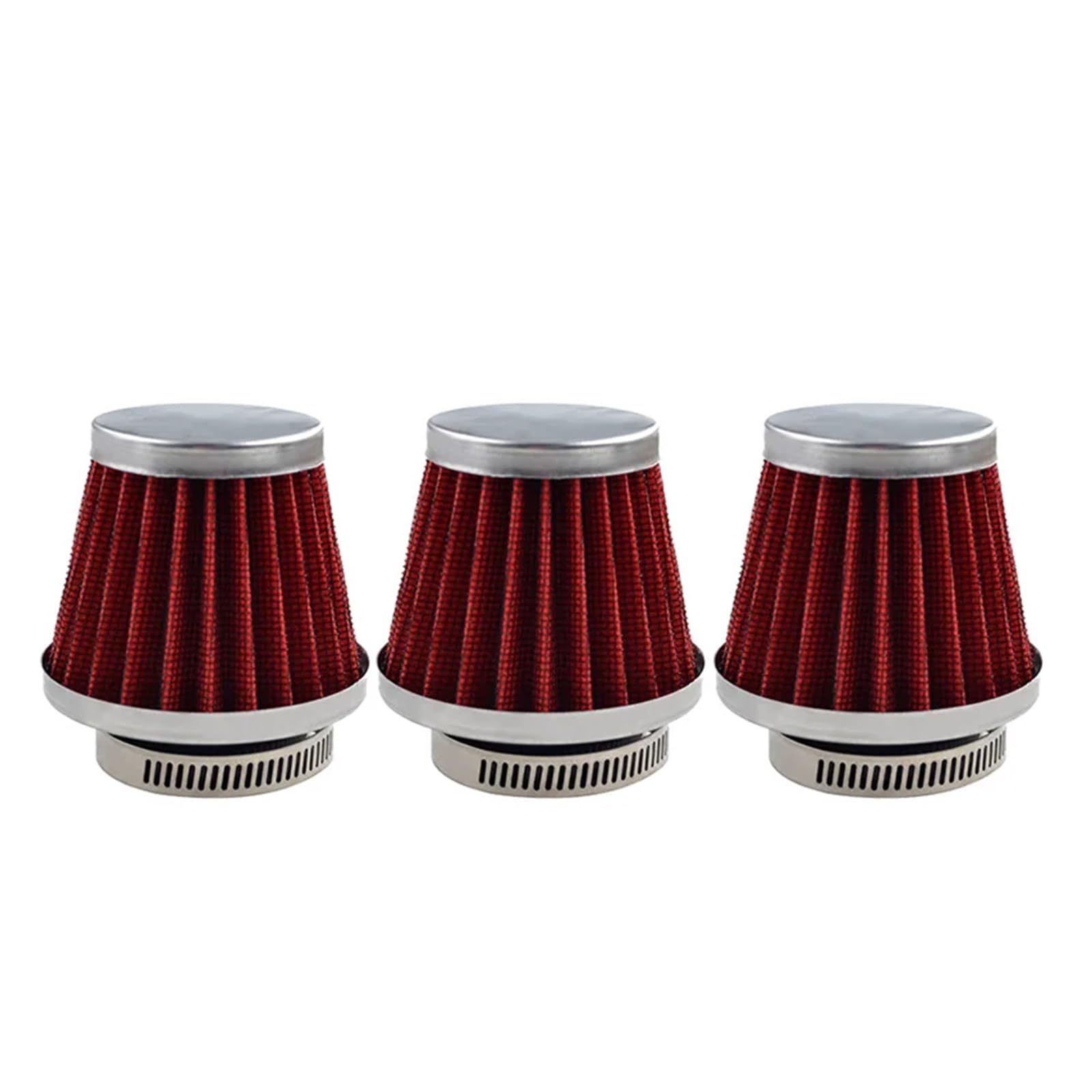 1 stück/3 stücke Motorrad 42mm Rot Schwarz Splitter Pilzkopf Luftfiltersystem Filter Ansaugreiniger Luftfilter Clamp On Cleaner(3Pcs Red) von NGIRHGUE