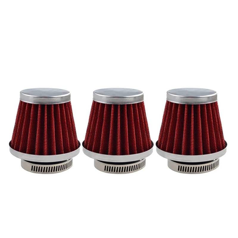 1 stück/3 stücke Motorrad 42mm Rot Schwarz Splitter Pilzkopf Luftfiltersystem Filter Ansaugreiniger Luftfilter Clamp On Cleaner(3Pcs Red) von NGIRHGUE