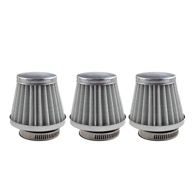 1 stück/3 stücke Motorrad 42mm Rot Schwarz Splitter Pilzkopf Luftfiltersystem Filter Ansaugreiniger Luftfilter Clamp On Cleaner(3Pcs Silver) von NGIRHGUE