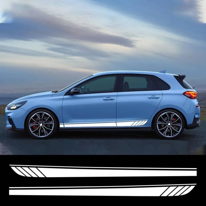2 STÜCKE Auto-Seitentüraufkleber, Für H=yundai i30 I30N N-Line GDI MK3 Racing Stripe Style Vinyl-Dekor-Aufkleber Auto-Tuning-Zubehör von NGIRJKKLL