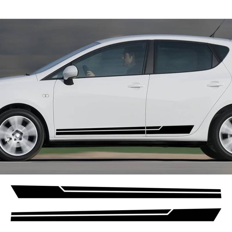 2 STÜCKE Seitentürrock-Autoaufkleber im Streifenstil, Vinylfolienaufkleber, für Seat Ibiza FR 6j 6l Ateca Altea Leon Auto-Tuning-Zubehör von NGIRJKKLL