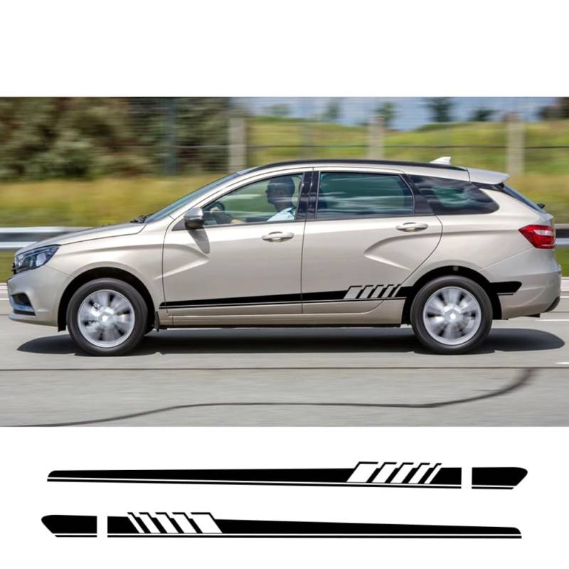 2 Stück Auto-Seitentür-Vinylfolienaufkleber, für Lada Vesta Xray Largus Granta Niva Auto DIY Lange Styling-Streifen Aufkleber Zubehör von NGIRJKKLL
