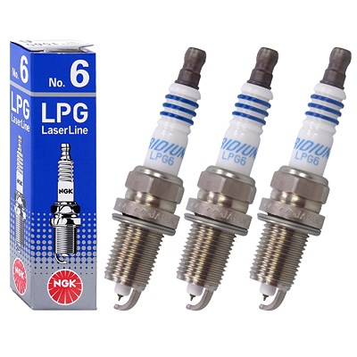 Ngk 3x Zündkerze LPG Laser Line 6 [Hersteller-Nr. 1565] für Audi, BMW, Chrysler, Ford, Ford Usa, Honda, Jeep, Mazda, Opel, Seat, Skoda, Vauxhall, VW von NGK