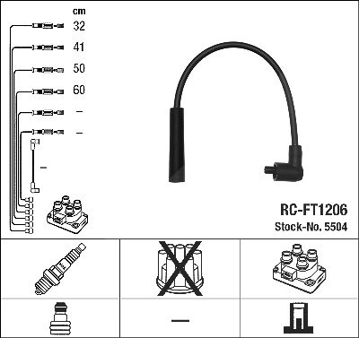 Ngk Zündleitungssatz [Hersteller-Nr. 5504] für Fiat von NGK