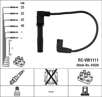 Ngk Zündleitungssatz [Hersteller-Nr. 44328] für Audi, Seat, Skoda, VW von NGK