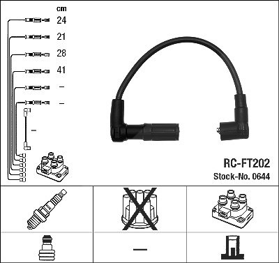 Ngk Zündleitungssatz [Hersteller-Nr. 0644] für Fiat von NGK