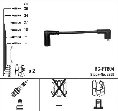 Ngk Zündleitungssatz [Hersteller-Nr. 8205] für Fiat von NGK