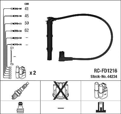 Ngk Zündleitungssatz [Hersteller-Nr. 44234] für Ford von NGK