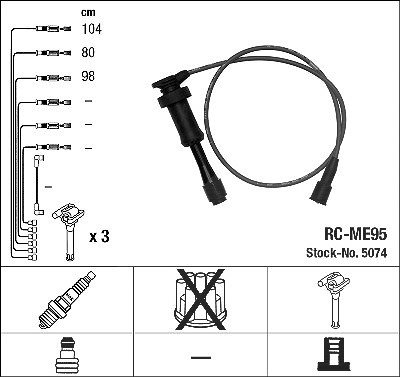 Ngk Zündleitungssatz [Hersteller-Nr. 5074] für Kia, Mitsubishi von NGK
