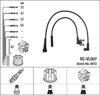 Ngk Zündleitungssatz [Hersteller-Nr. 8472] für Renault, Volvo von NGK