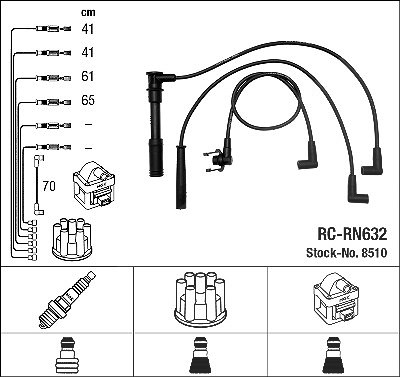 Ngk Zündleitungssatz [Hersteller-Nr. 8510] für Renault von NGK