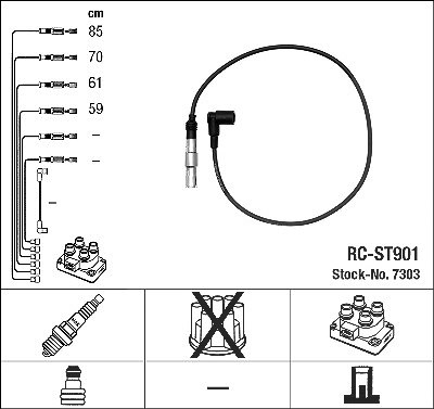 Ngk Zündleitungssatz [Hersteller-Nr. 7303] für Seat, VW von NGK