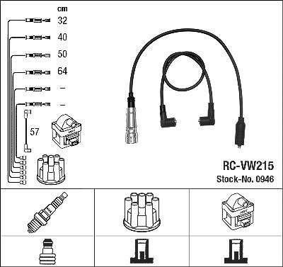 Ngk Zündleitungssatz [Hersteller-Nr. 0946] für Seat, VW von NGK