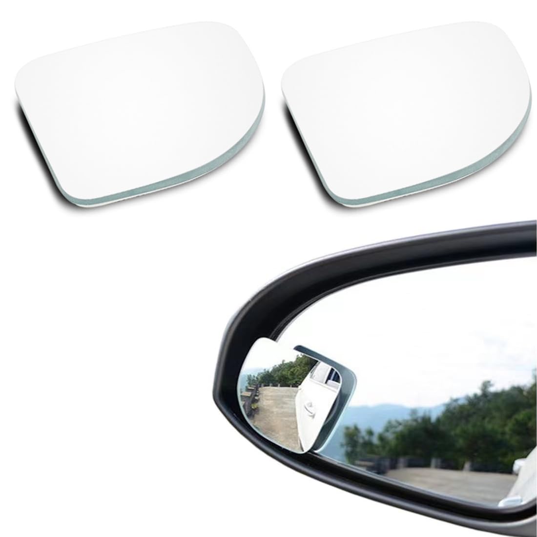 NHPY 2 Stück Toter winkel spiegel auto,rahmenloser, 360 ° drehbarer, verstellbarer HD-Glas-Spiegel, konvex, für Autos, LKWs, SUVs, Verkehrssicherheit von NHPY