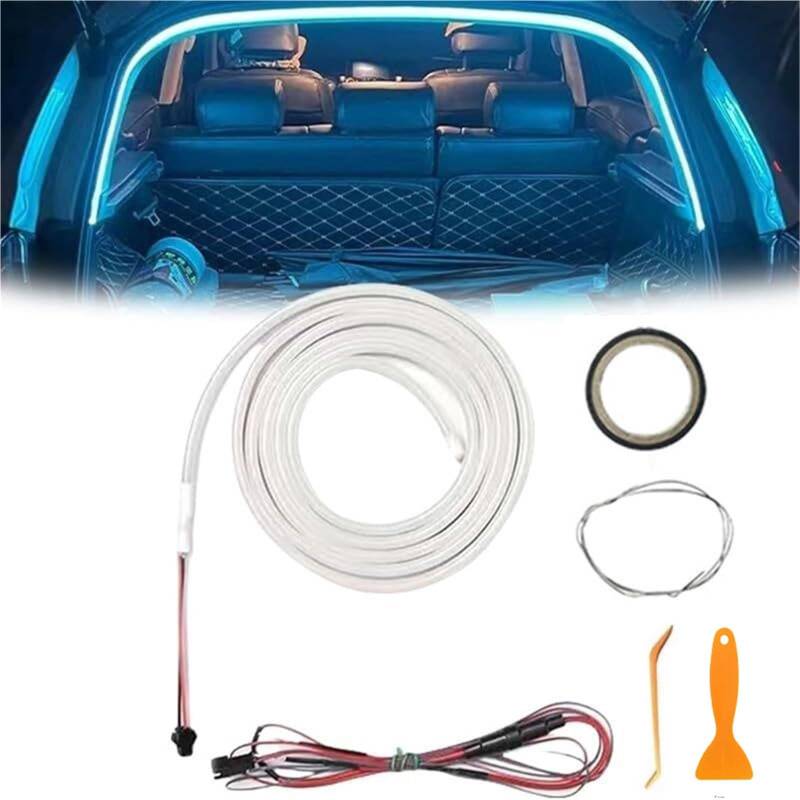 Dynamische fließende Kofferraumbeleuchtung, Universal Flexible LED Kofferraumbeleuchtung, wasserdichte Motorhaube mit dynamischer Stimmungsbeleuchtung für PKW, SUVs und LKW.(Blue,Half Circle 2m/7 von NIANE
