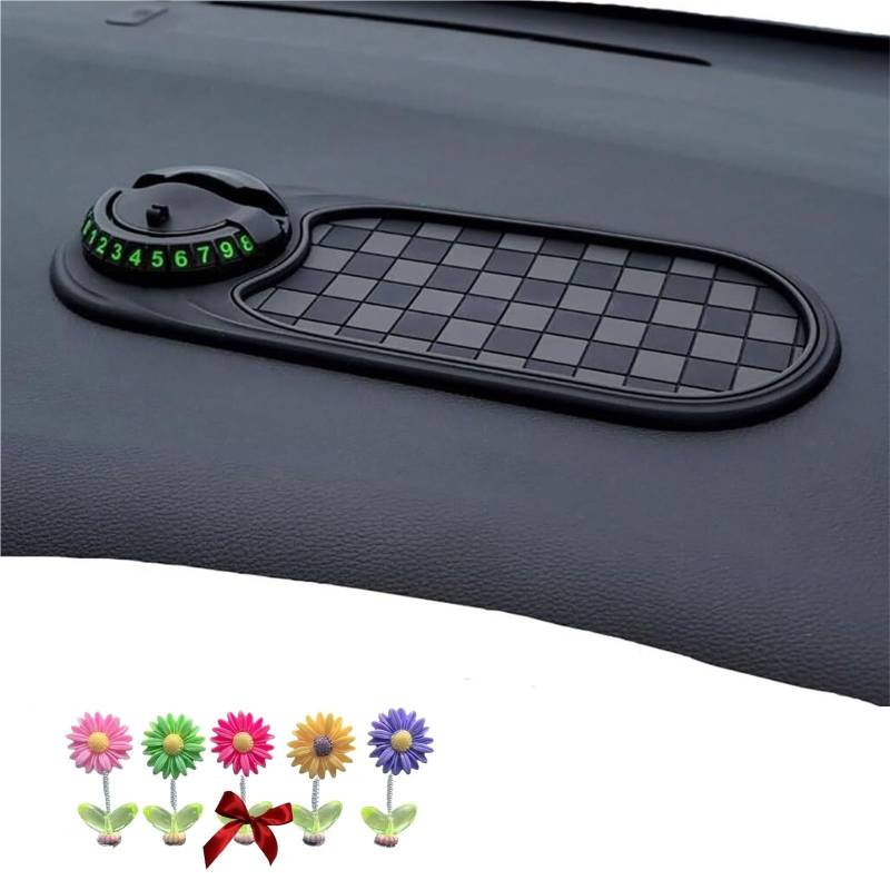 Multifunktionale Anti-Rutsch-Matte fürs Auto, Handyhalterung fürs Armaturenbrett, drehbare Anti-Rutsch-Pad fürs Armaturenbrett mit temporärer Parknummer for Handys, Sonnenbrillen, Schlüssel, Gadgets(B von NIANE