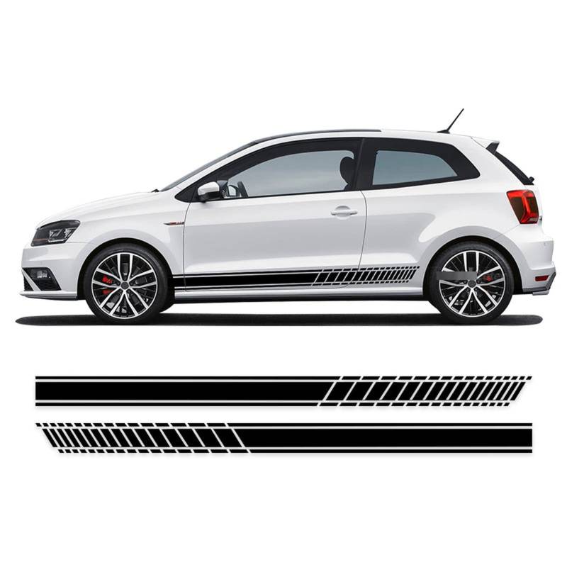 2 Stück Racing Sport Seitenstreifen Rock Aufkleber, für VW, für Golf 5 6 7 8 Scirocco Polo CC Tiguan Arteon UP Passat ID4 Taos von NIAVIS