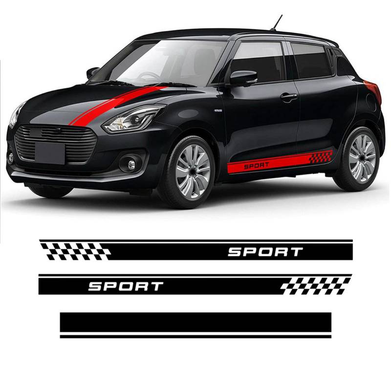 Auto Seitenstreifen Seitenaufkleber Aufkleber, Für Suzuki Swift Sport Car Styling Tür Seitenstreifen Rock Aufkleber Motorhaube Motorhaube Racing Body Kit Aufkleber von NIAVIS