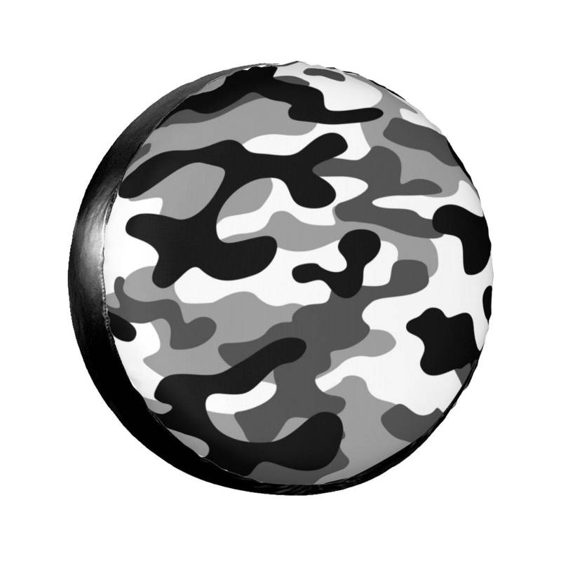 Ersatz-Autorad-Reifenabdeckung, schwarz-weißes Camouflage-Muster, wasserdicht, staubdicht, Radabdeckungen, Reifentasche 35,6 cm von NIBABA