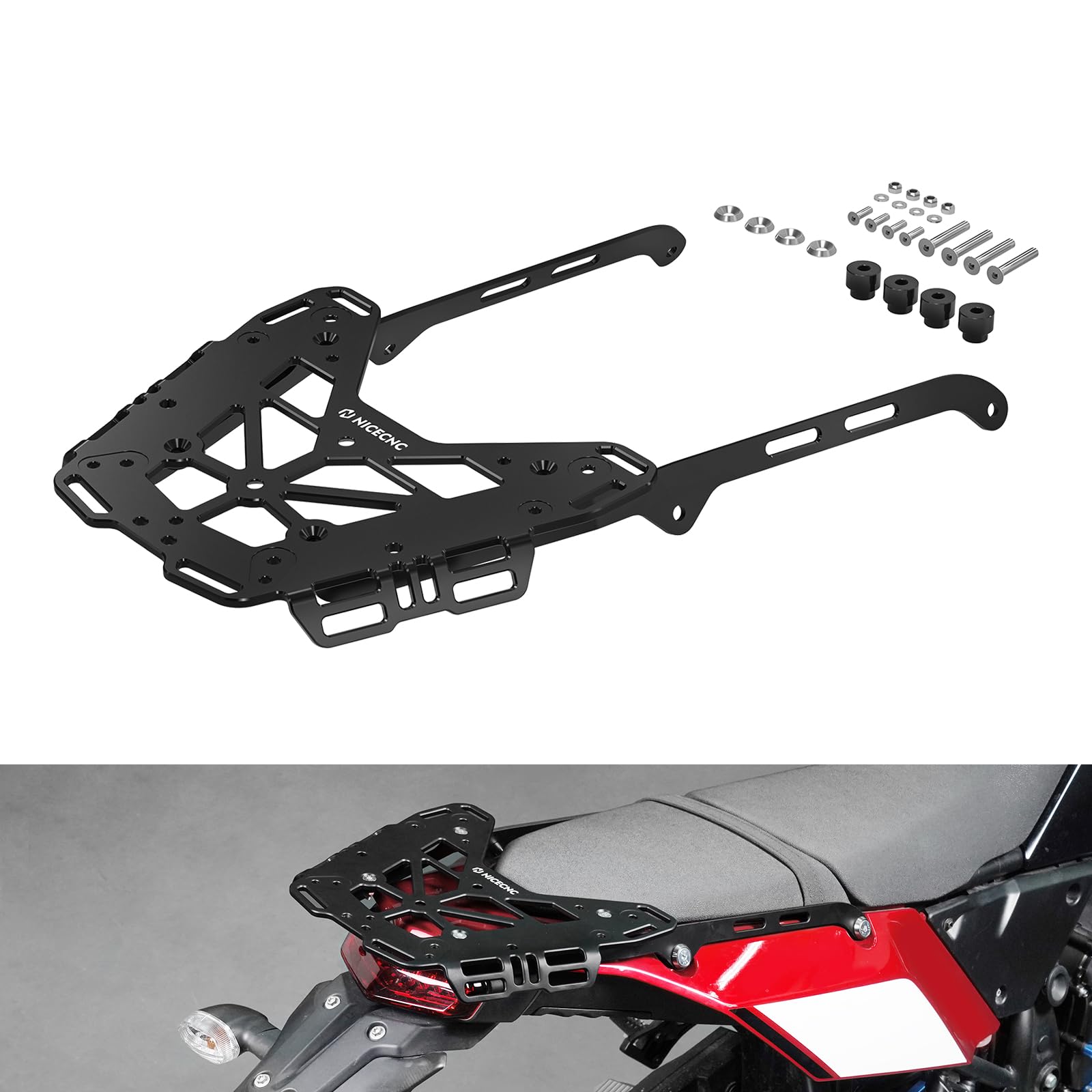 NICECNC Motorcycle Rear Luggage Rack Compatible with Yamaha Tenere 700 / XTZ 700 2019-2023,Luggage Cargo Rack Extension Carrier NICECNC Motorcycle Rear Luggage Rack Compatible with Yamaha Tenere 700 / XTZ 700 2019-2023,Luggage Cargo Rack Extension Carrier von NICECNC