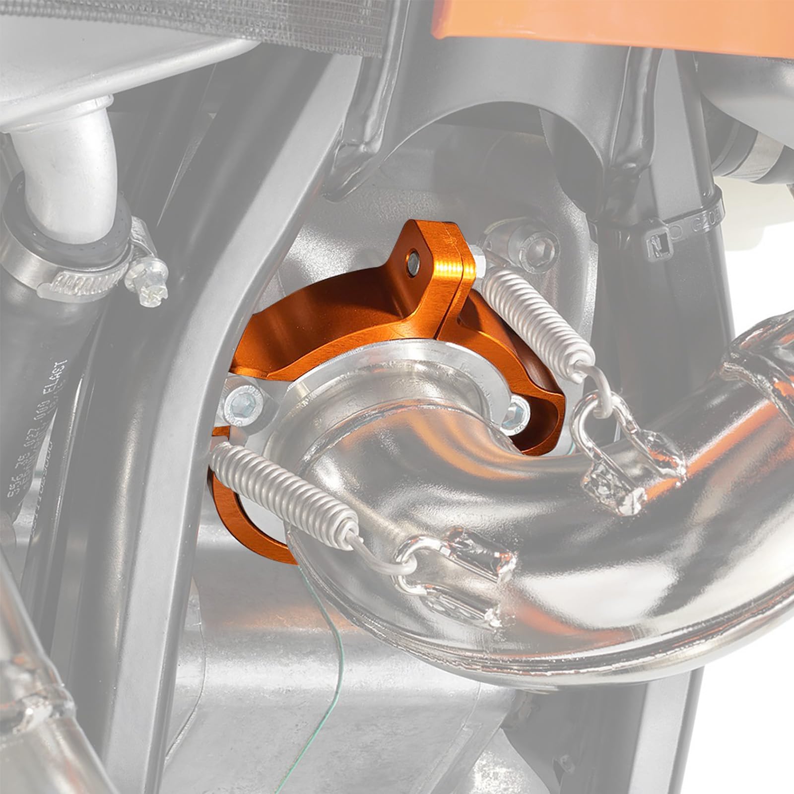 NICECNC Orange Motorrad Auspuffrohrschelle Mit Flanschen Compatible with KTM 250 300 EXC SX XC XCW XC-W Six Days XC-W TPI 2017-2022 Husqvarna 250 300 TE TC TX 2017-2022,See Fitment von NICECNC