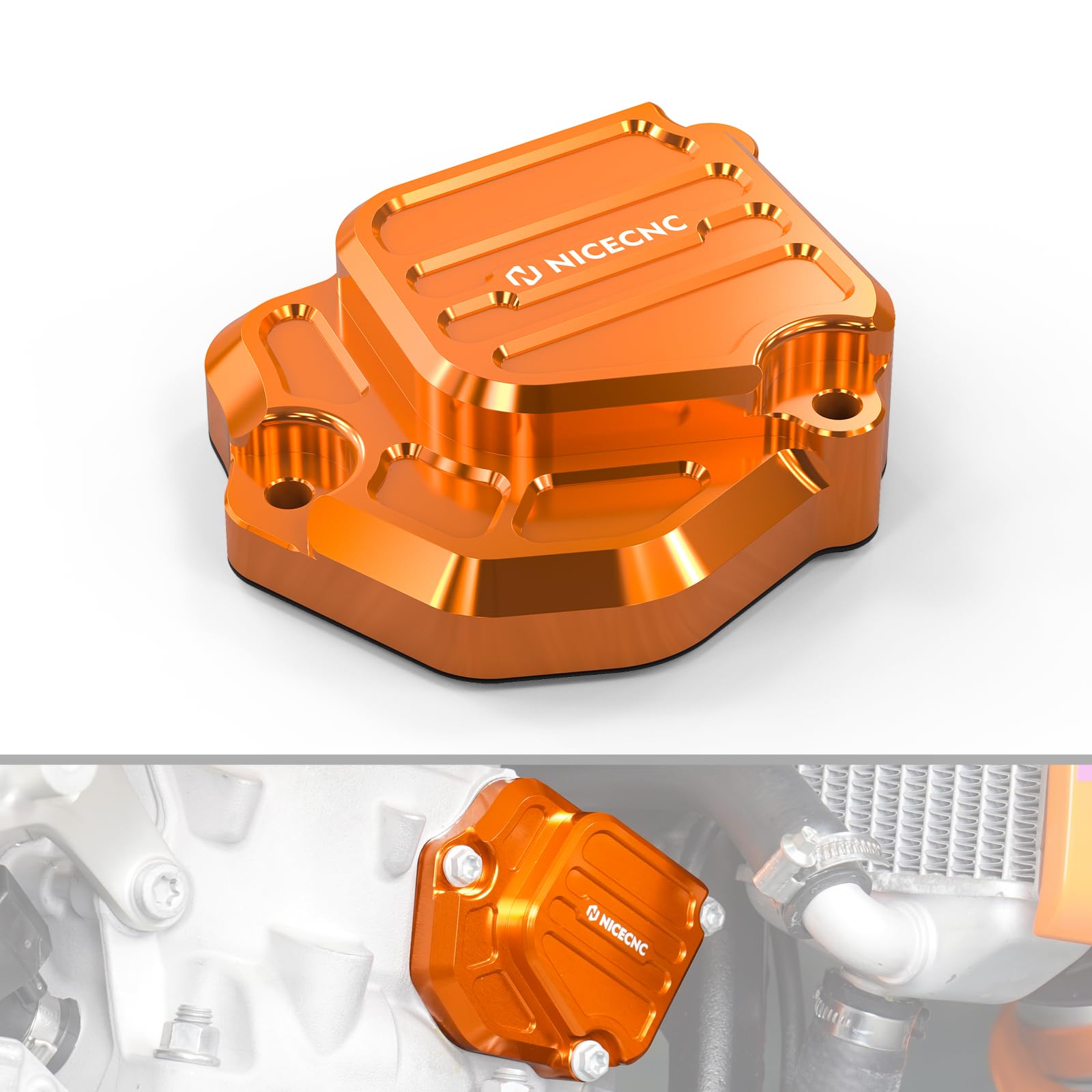 NICECNC Orange Rechts Ventil Power Guard Abdeckung 2-Takt Compatible with KTM 250/300 XC/SX 2023-2024,250/300 EXC XCW 2024,Husqvarna 300 TX 2023-2024,250/300 TE 2024,GasGas 250/300 EX/MC/EC 2024 von NICECNC