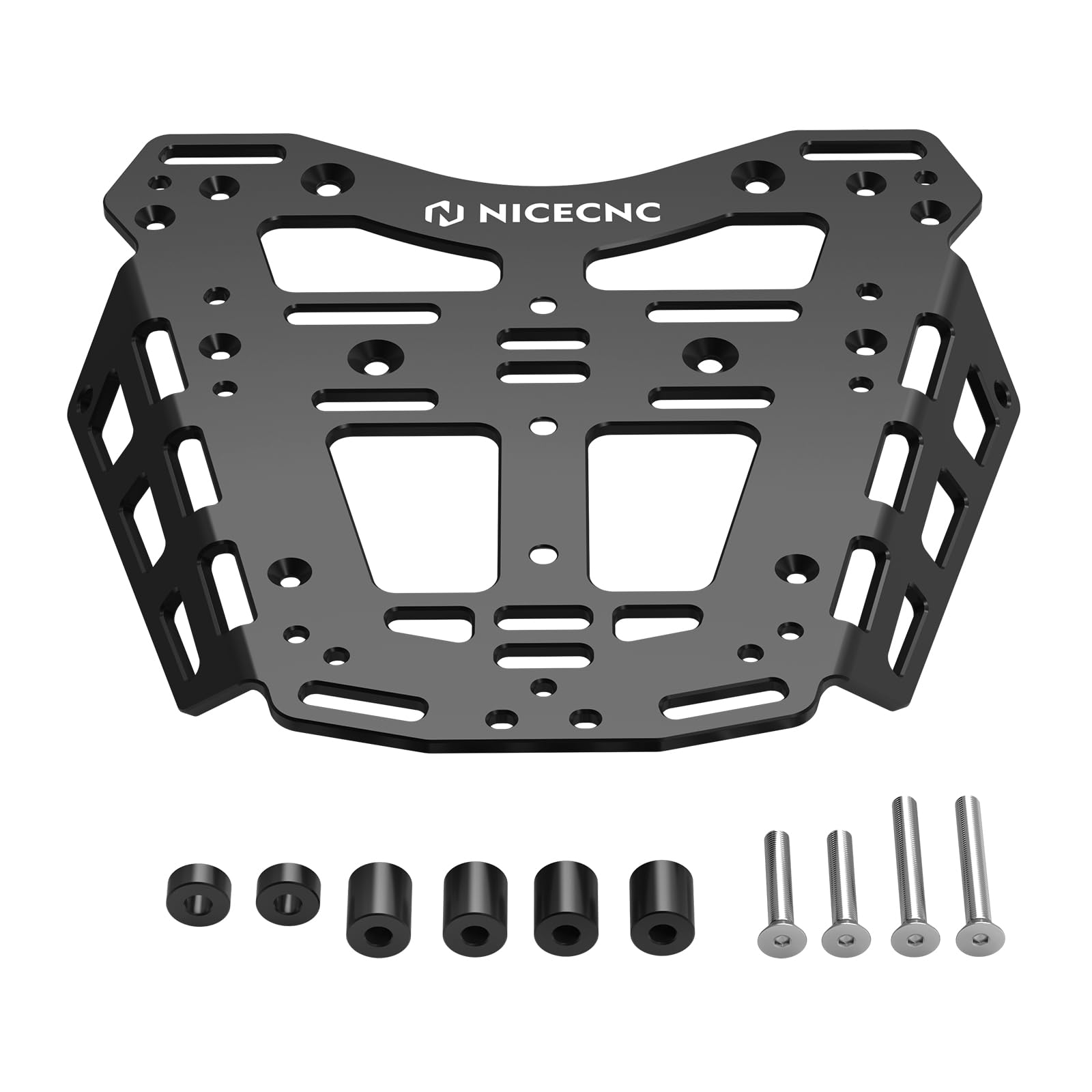 NICECNC Rear Luggage Rack Compatible with Husqvarna Norden 901 2022 2023,26 Slots-Strapping Points,Strap-Friendly,Glatte Kanten,6061 Aluminum,CNC Laser Cutting,for Rack-Less,Soft,Tool,Small Roll Bags von NICECNC