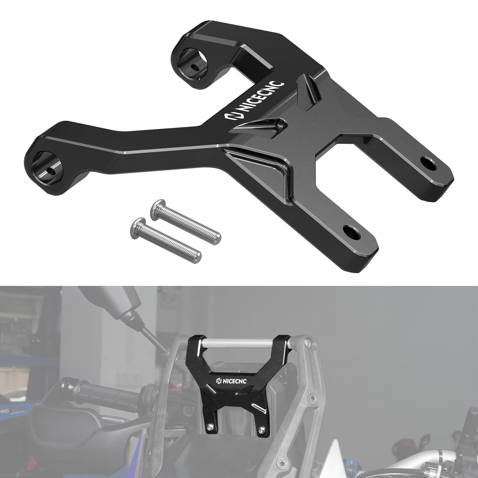 NICECNC Schwarzer Armaturenbrett-Stabilisator, Anti-Shake-Unterstützung, Compatible with Yamaha Tenere 700 XTZ700 2019–2024, Nicht passend für digitalen TFT-Bildschirm, Aluminiumlegierung NICECNC Schwarzer Armaturenbrett-Stabilisator, Anti-Shake-Unterstützung, Compatible with Yamaha Tenere 700 XTZ700 2019–2024, Nicht passend für digitalen TFT-Bildschirm, Aluminiumlegierung von NICECNC