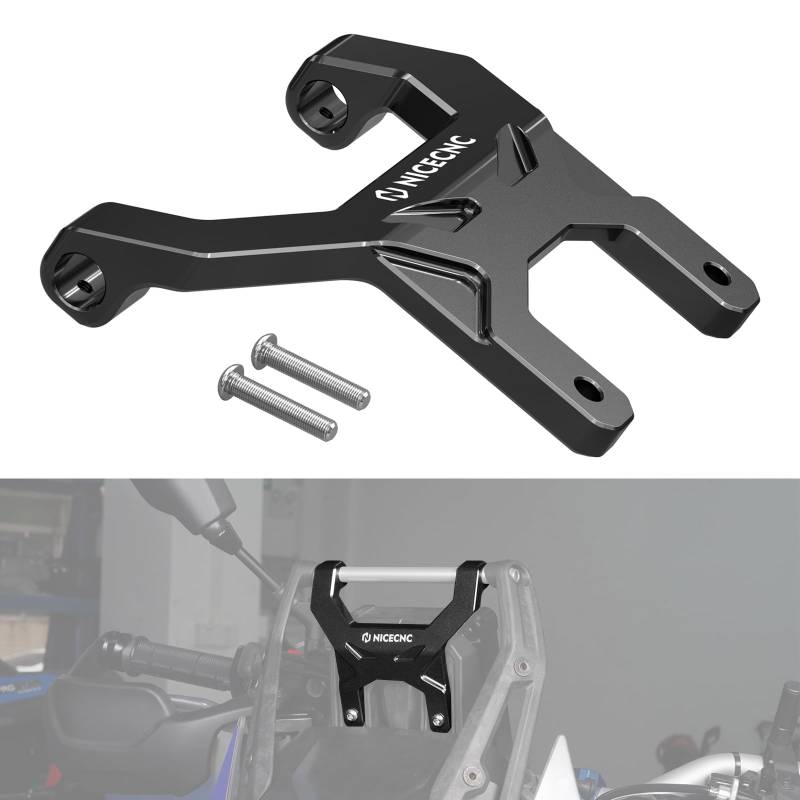 NICECNC Schwarzer Armaturenbrett-Stabilisator, Anti-Shake-Unterstützung, Compatible with Yamaha Tenere 700 XTZ700 2019–2024, Nicht passend für digitalen TFT-Bildschirm, Aluminiumlegierung von NICECNC