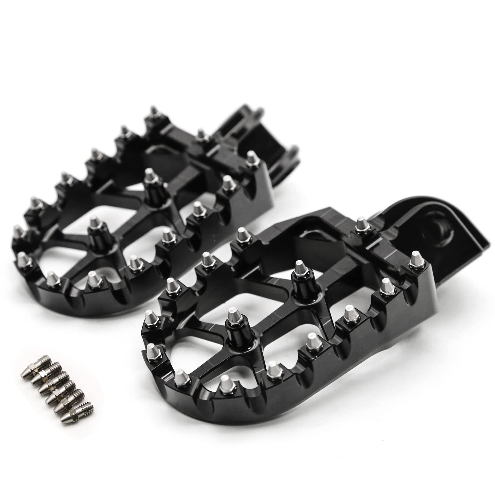 Dirt Bike Fußrasten Billet breite Motorrad-Fußrasten kompatibel mit 65 85 125 144 150 250 300 350 450 500 505 525 SX XC SXF E-XC E-XC-F XCW XCF-W TC TE CR WR FE FC TX FS 2 005-2015 Schwarz von NICEDOLL