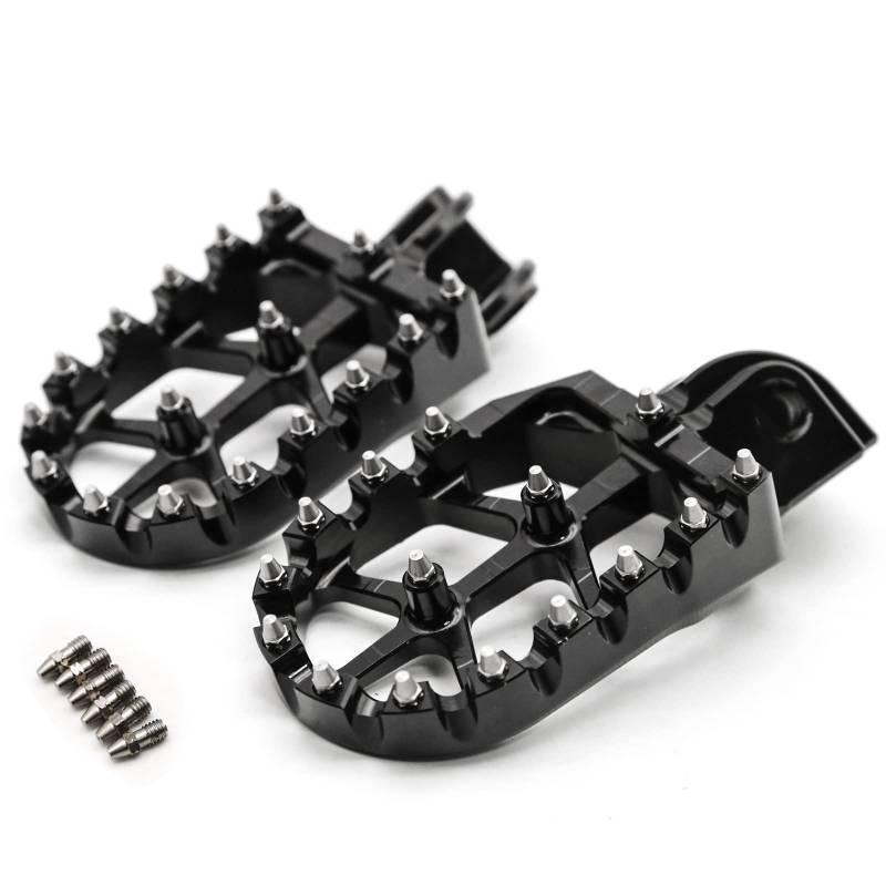 Dirt Bike Fußrasten Billet breite Motorrad-Fußrasten kompatibel mit 65 85 125 144 150 250 300 350 450 500 505 525 SX XC SXF E-XC E-XC-F XCW XCF-W TC TE CR WR FE FC TX FS 2 005-2015 Schwarz von NICEDOLL