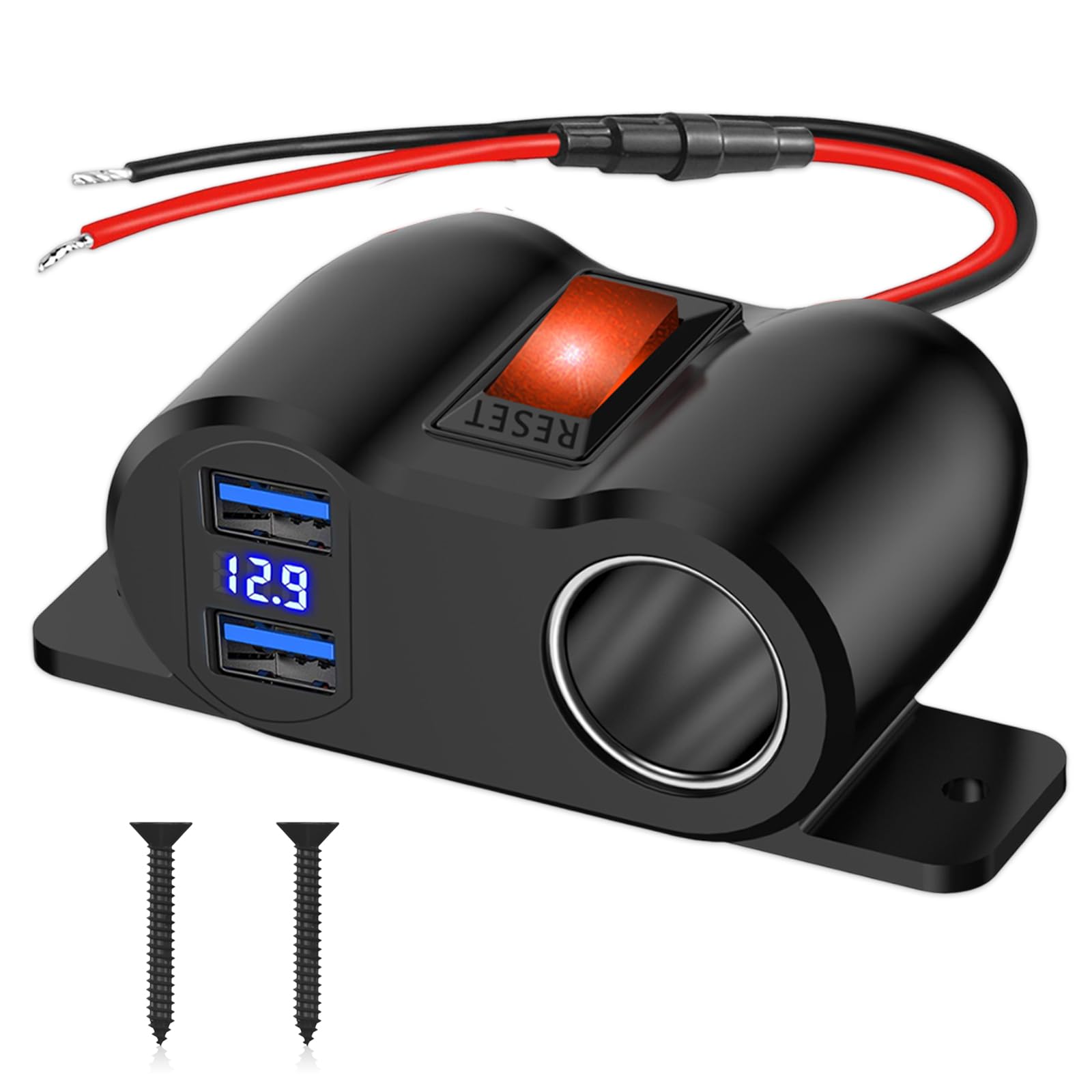 NICEWAT Autoladegerät Splitter, 12V 36W QC3.0 USB-A Steckdose 120W Zigarettenanzünder Steckdosensplitter, Autoladegerät Ladebuchse Schnellladebuchse mit LED für Wohnmobile, Boote, Autos NICEWAT Autoladegerät Splitter, 12V 36W QC3.0 USB-A Steckdose 120W Zigarettenanzünder Steckdosensplitter, Autoladegerät Ladebuchse Schnellladebuchse mit LED für Wohnmobile, Boote, Autos von NICEWAT
