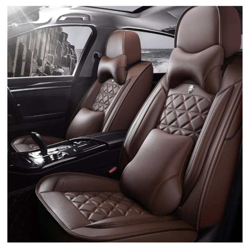 NICONC Autositzbezüge für VW Passat Cc B6 B5 B8 VW Polo Golf 4 5 6 7 MK4 2018 Camry Universal Autositzbezug Fünfteiliges Set/Kaffee von NICONC