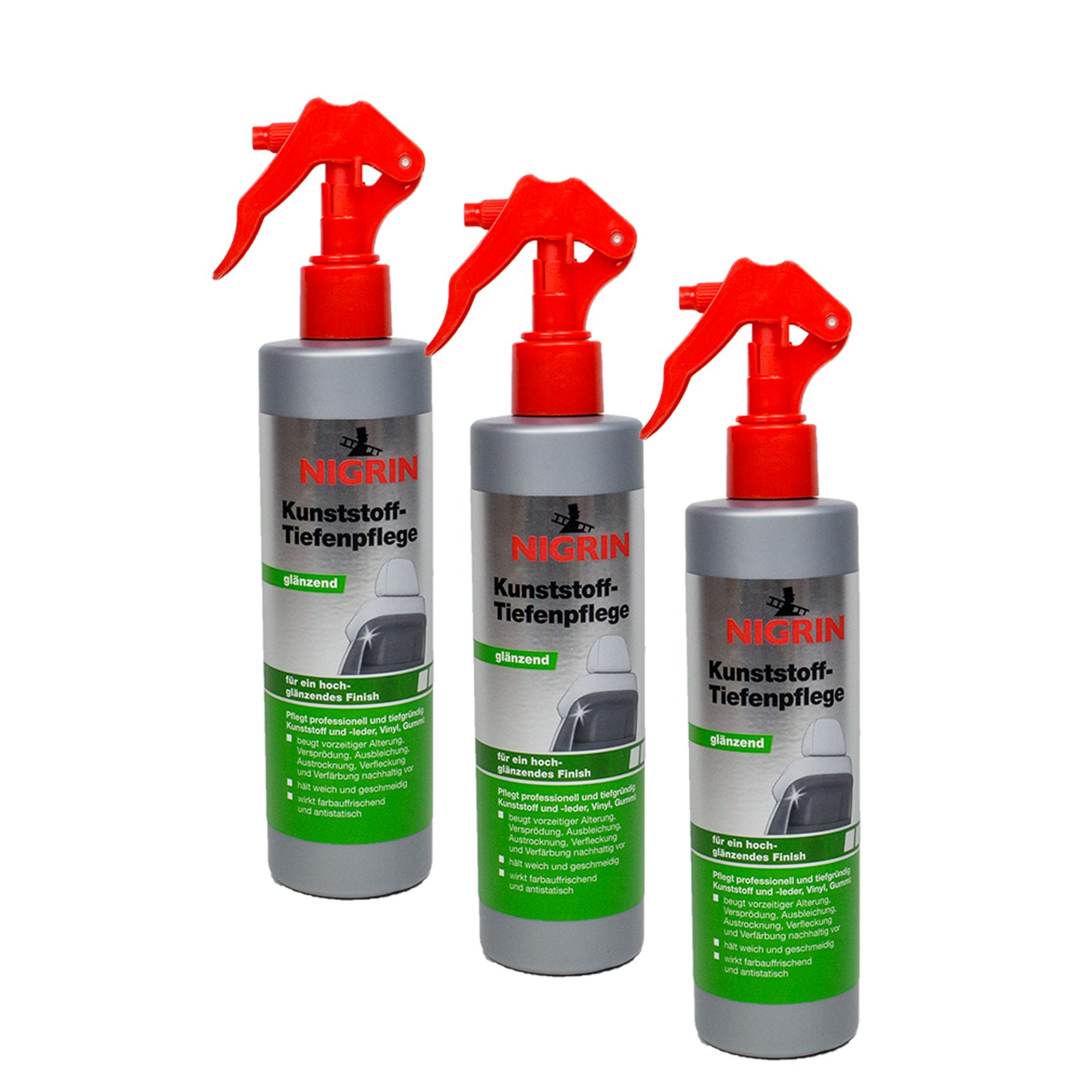 NIGRIN 3X 74016 Kunststoff-Tiefenpflege glänzend 300 ml von NIGRIN