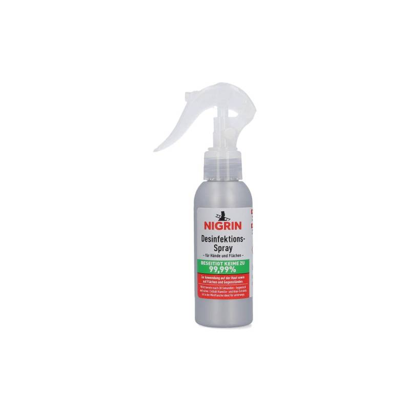 NIGRIN 20717 Desinfektionsspray für Hände und Flächen gegen Bakterien, Hygienespray, in praktischer Reisegröße, 100 ml von NIGRIN