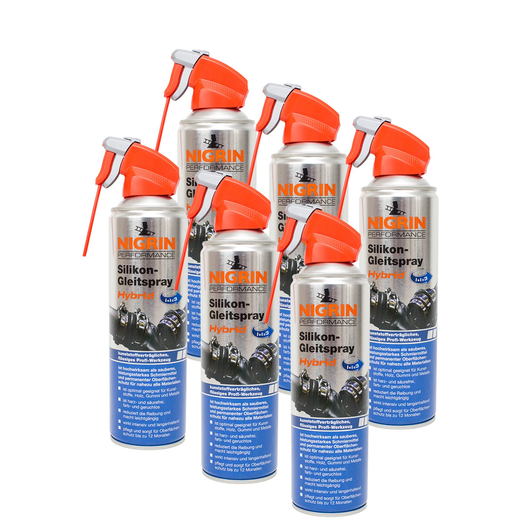 NIGRIN 6X 72241 Performance Silikon- Gleitspray 500 ml von NIGRIN