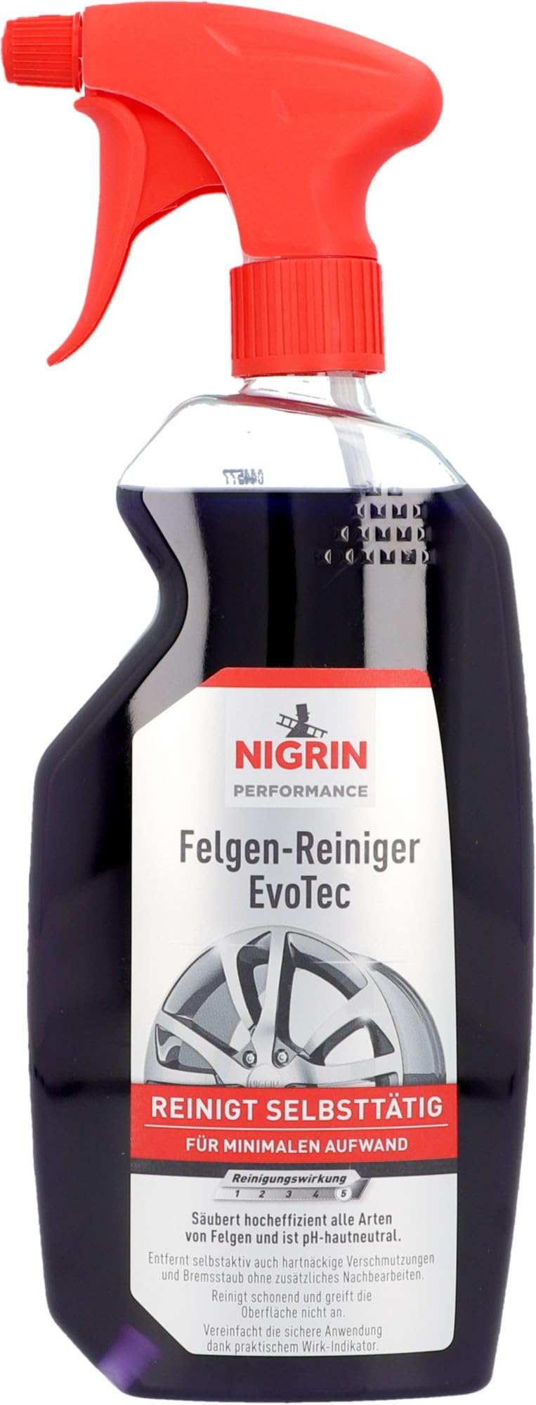 NIGRIN EvoTec Felgenreiniger, 750 ml, selbstaktiver Reiniger für alle Felgen, säurefrei, mit Wirk-Indikator von NIGRIN