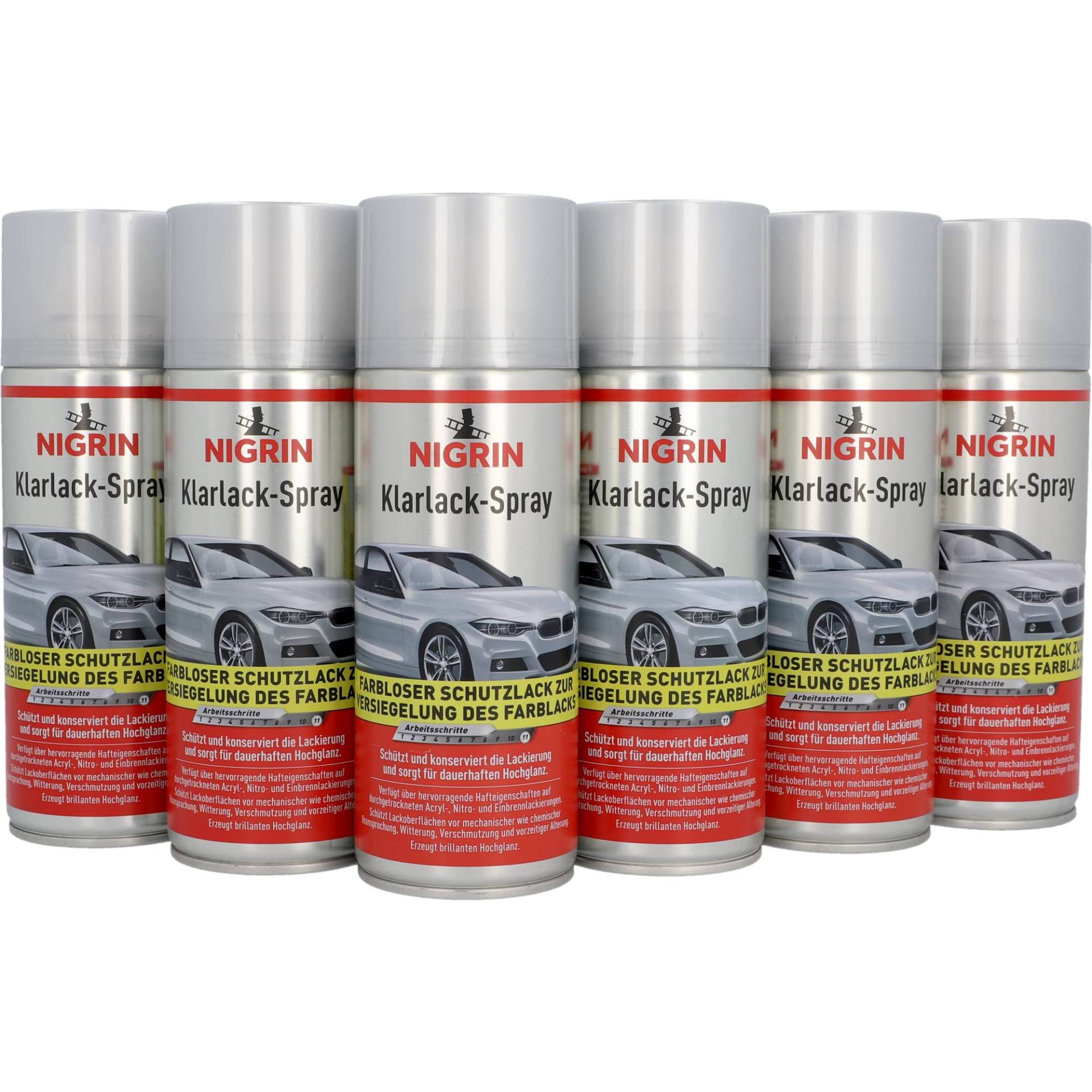 NIGRIN Klarlack, 6 x 400 ml, glänzender Autolack, schütz Felgen und Karosserie vor Rost, schnell trocknend, farblos NIGRIN Klarlack, 6 x 400 ml, glänzender Autolack, schütz Felgen und Karosserie vor Rost, schnell trocknend, farblos von NIGRIN