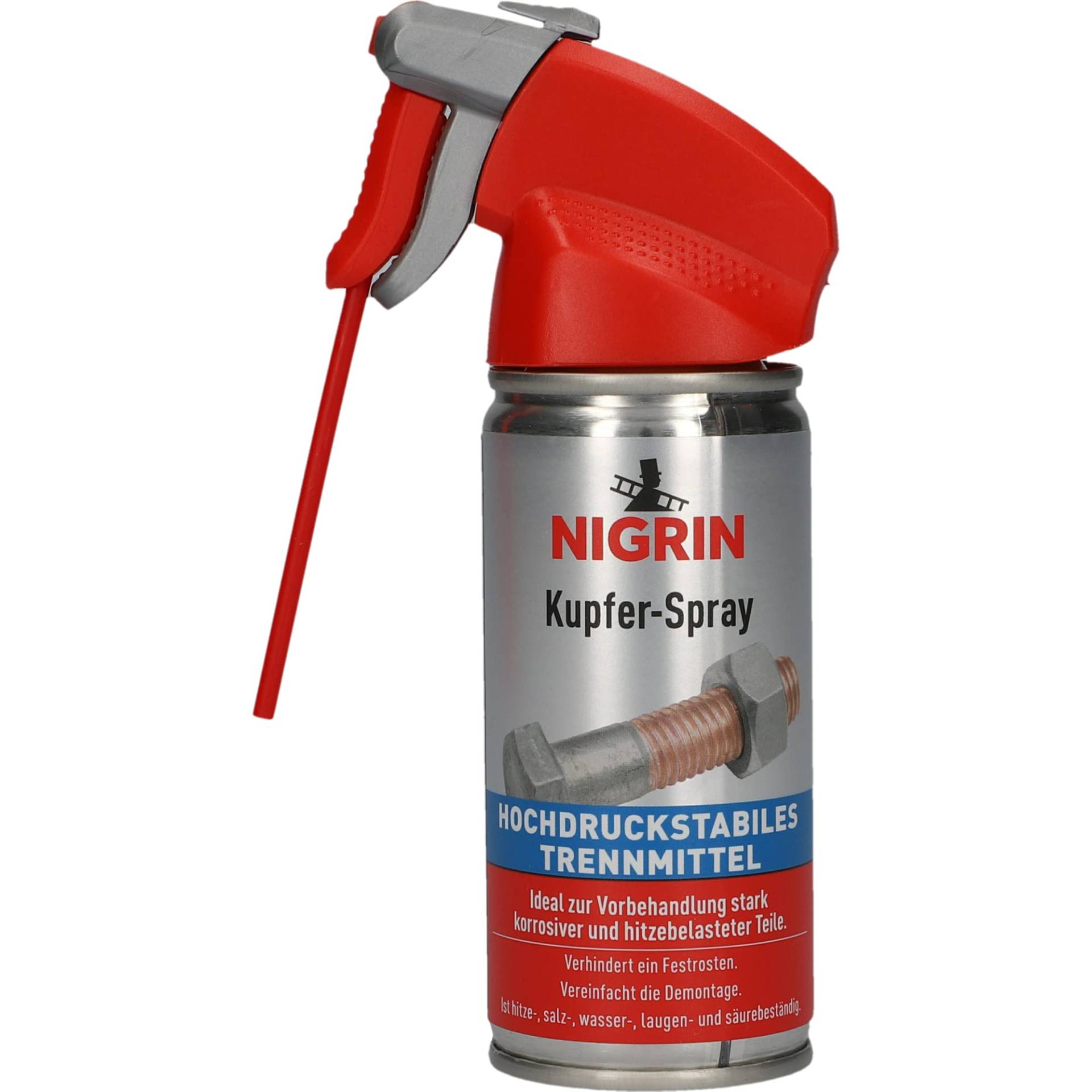 NIGRIN Kupfer-Spray, hochdruckstabiles Trennmittel, verhindert Festrosten, hitzebeständig, 100 ml, rot von NIGRIN