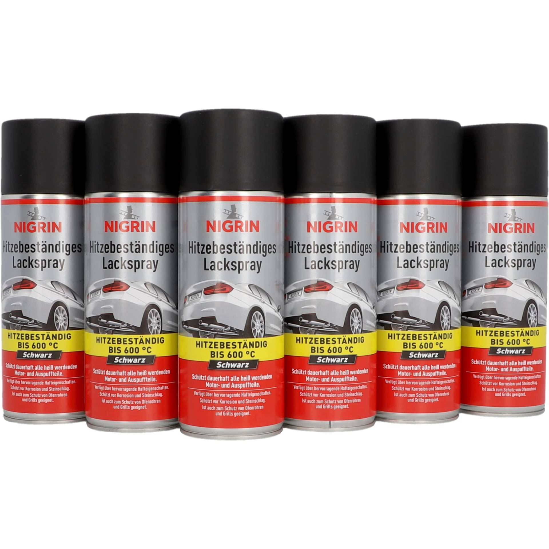 NIGRIN Lackspray, 6 x 400 ml, mattschwarzer Autolack, hitzebeständig, schützt Motor und Auspuff vor Rost, schnell trocknend NIGRIN Lackspray, 6 x 400 ml, mattschwarzer Autolack, hitzebeständig, schützt Motor und Auspuff vor Rost, schnell trocknend von NIGRIN