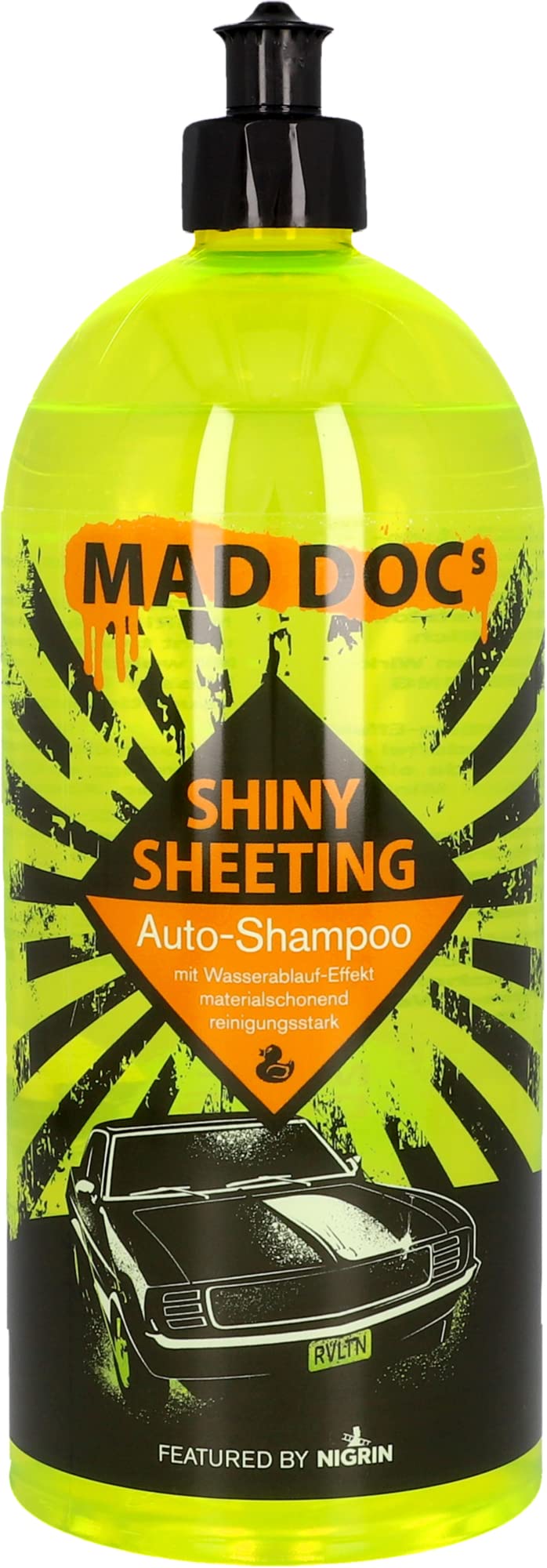 NIGRIN MAD DOCs Autoshampoo, mit Wasserablauf-Effekt, materialschonend, für hartnäckige Verschmutzungen, 1 Liter von NIGRIN