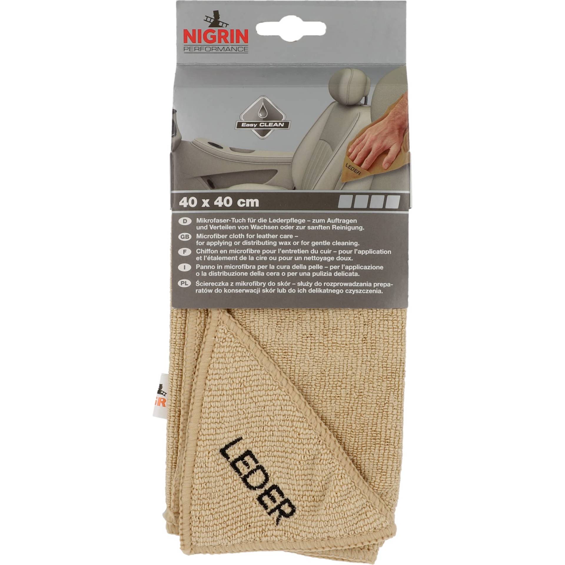 NIGRIN Mikrofaser-Tuch Leder, schonende Reinigung und Pflege, extrem weich und garantiert fusselfrei, Auto Microfasertuch Lederpflege, 40x40 cm NIGRIN Mikrofaser-Tuch Leder, schonende Reinigung und Pflege, extrem weich und garantiert fusselfrei, Auto Microfasertuch Lederpflege, 40x40 cm von NIGRIN
