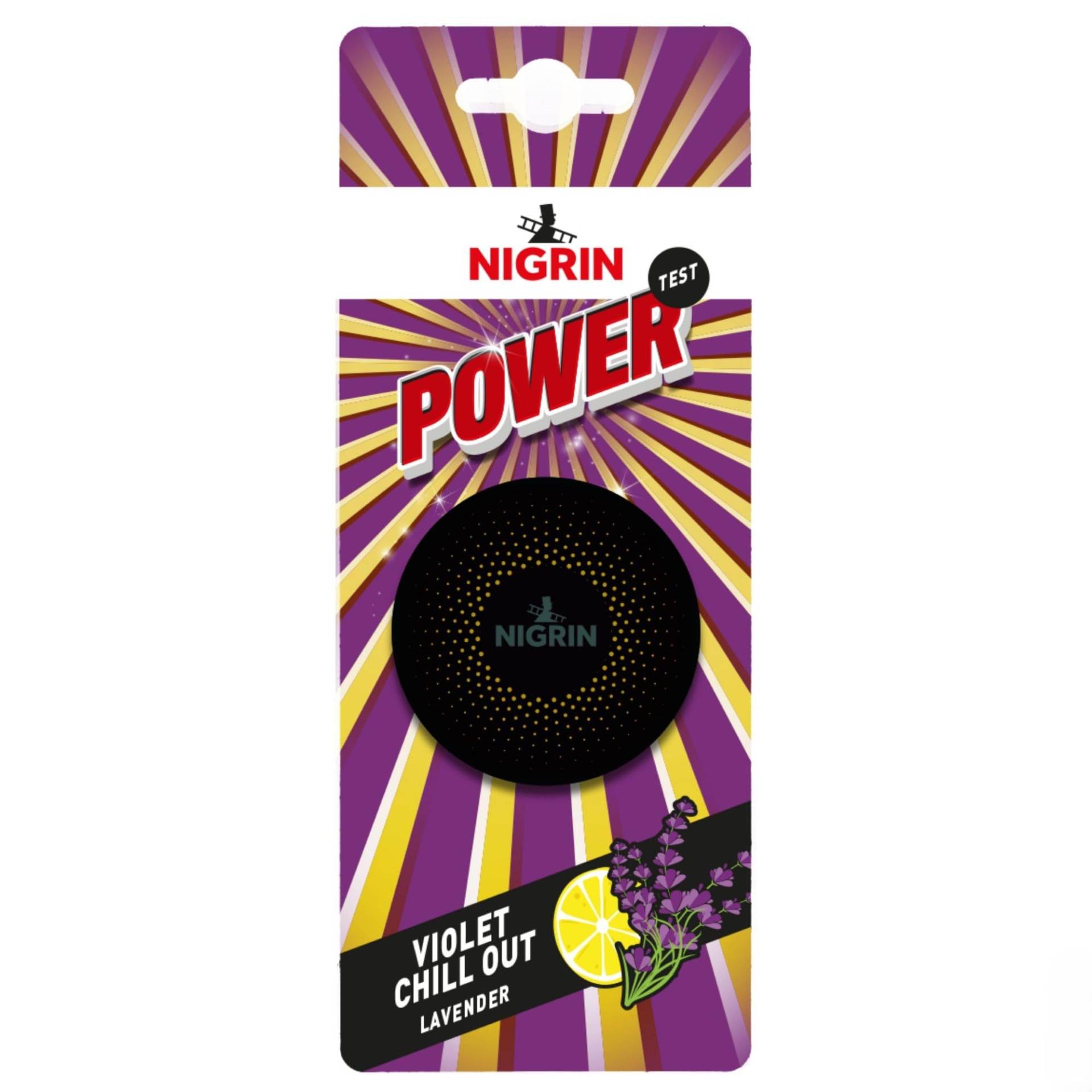 NIGRIN POWER Lufterfrischer, bringt frischen Duft in den Fahrzeuginnenraum, für Lüftungsschlitz, intensiver langanhaltender Duft, Violet Chill Out, 1 Stück von NIGRIN